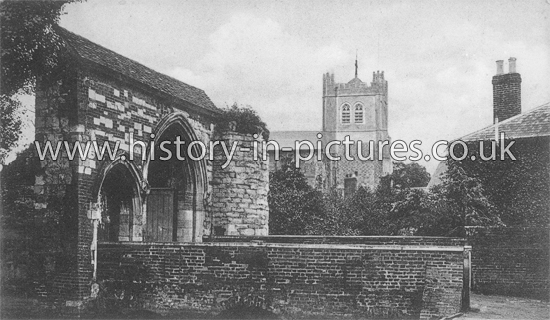 Old Abbey Gates and Abbey, Waltham Abbey, Essex. c.1908